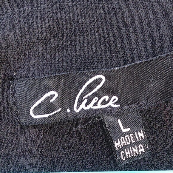 C. Luce Black & White Scoop Neck Long Sleeve Women's Dress - L - Picture 9 of 16